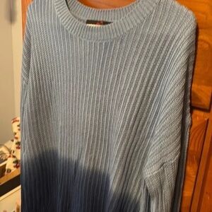 Blue Ribbed Knit Sweater
